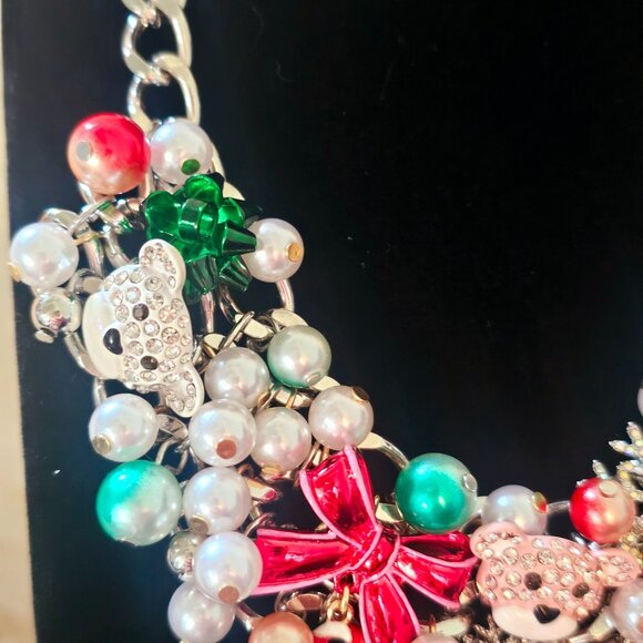 Betsey Johnson Holiday Christmas Statement Bib Choker Necklace Bracelet Set NEW - Picture 10 of 16